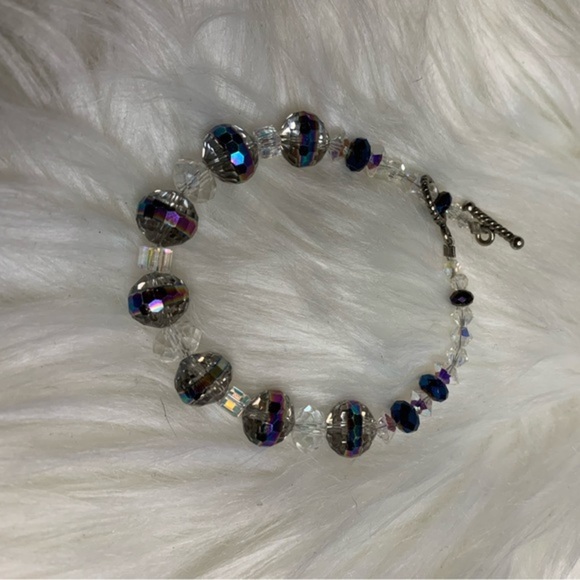 Handmade in New Mexico beaded crystal bracelet clear/multicolored - Picture 3 of 7